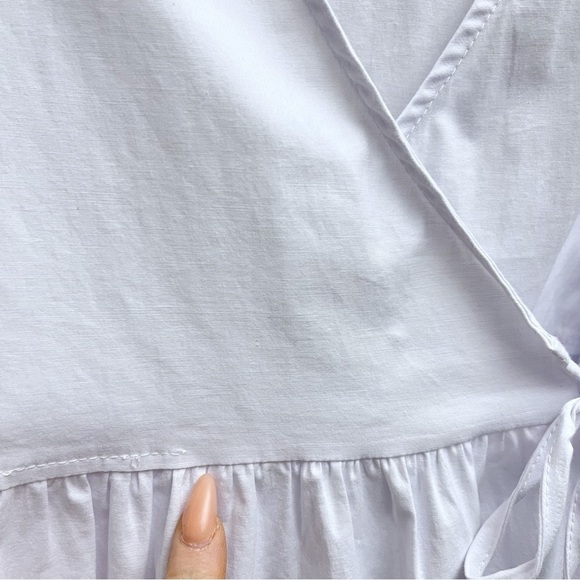 Accouchee Women’s S/M White Tie Waist A Line Wrap Maternity Nursing Dress - Picture 4 of 11